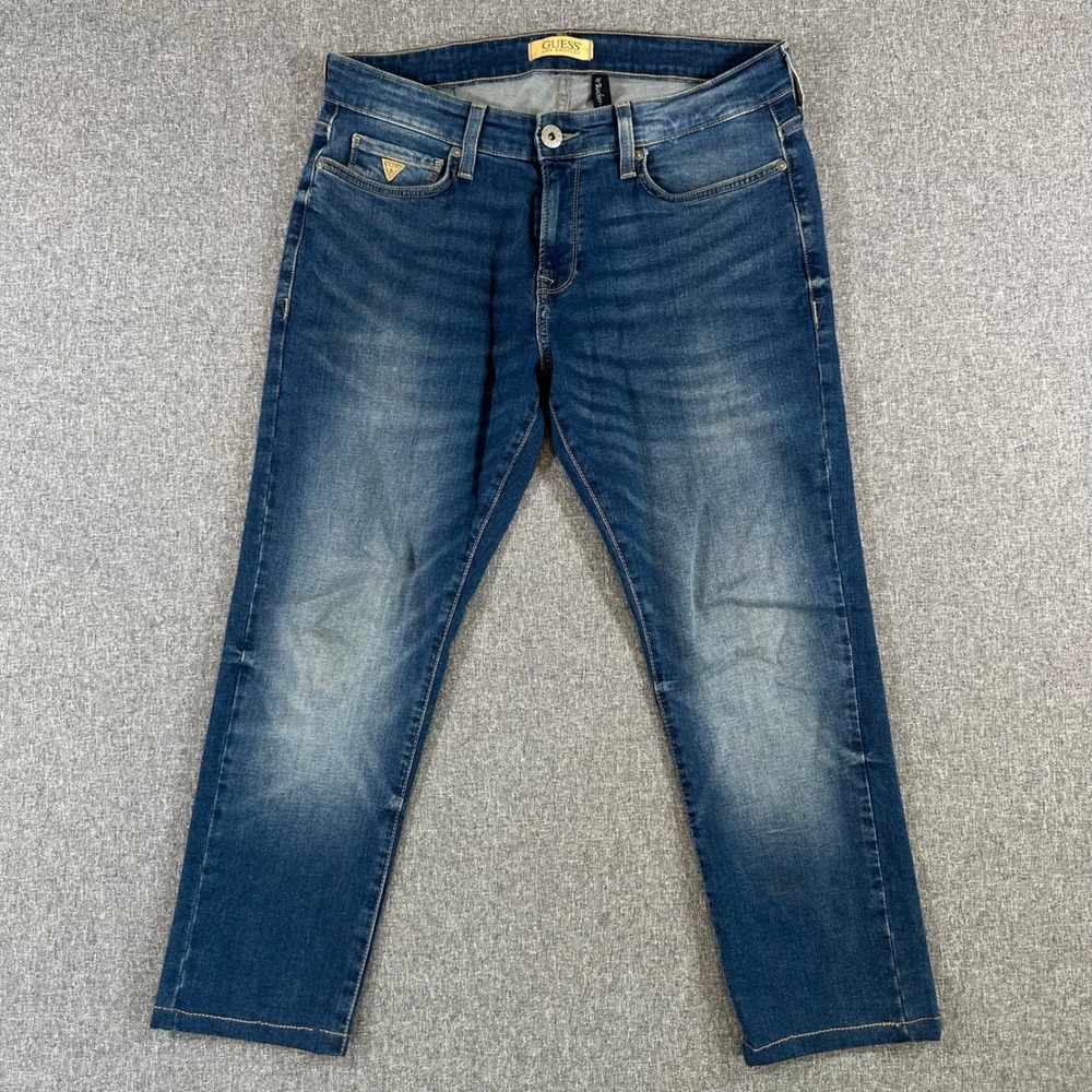 Guess‎ Brit Rocker Slim Tapered Jeans Mens 33 Blue Denim Los Angeles Pants